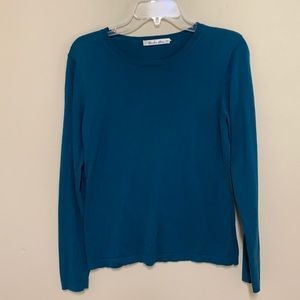 Caroline Grace teal cotton & cashmere sweater